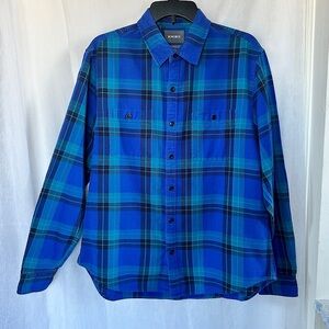 BONOBOS Slim Fit Blue Plaid Front Button Down Collared Shirt | XL